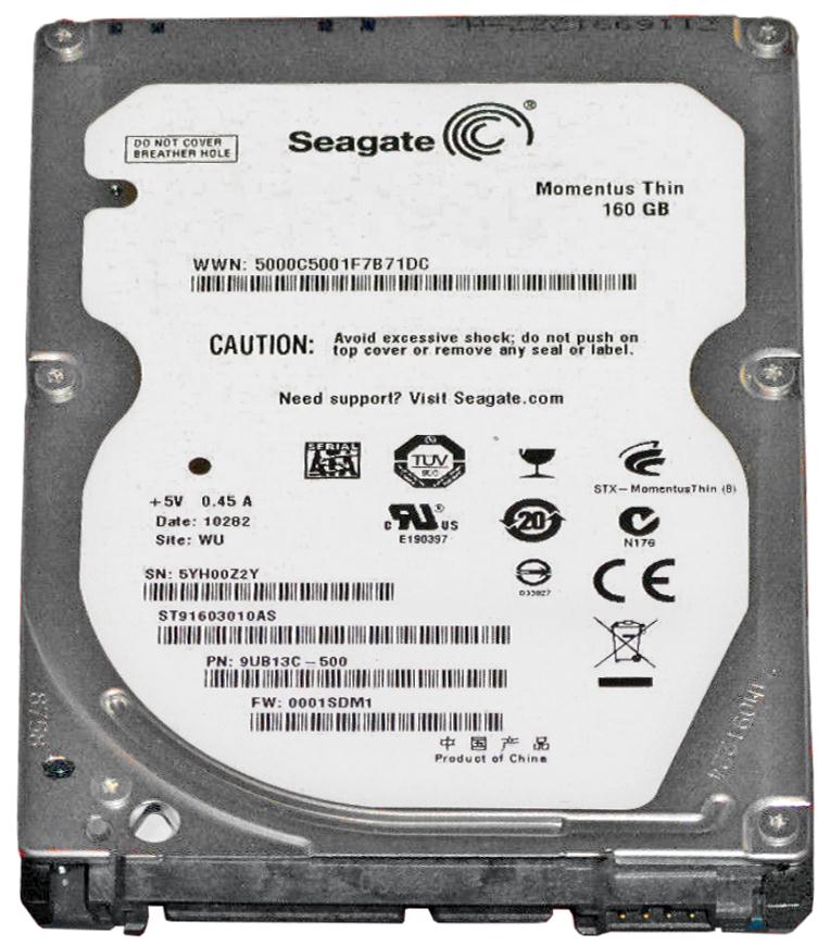 9UB13C-500 Seagate Momentus Thin 160GB 5400RPM SATA 3Gbps 8MB Cache 2.5-inch Internal Hard Drive