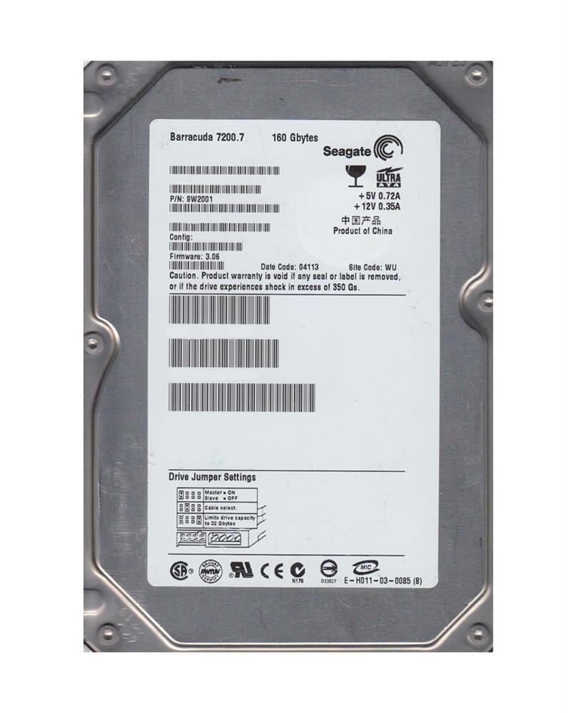 9W2001-007 Seagate Barracuda 7200.7 160GB 7200RPM ATA-100 2MB Cache 3.5-inch Internal Hard Drive