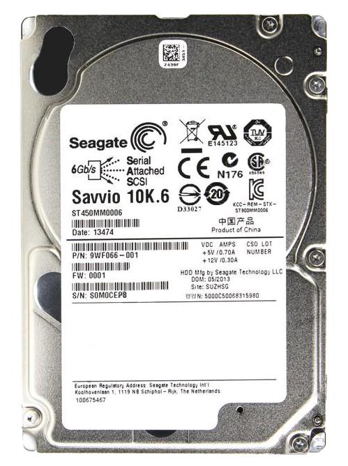 9WF066-001 Seagate Savvio 10K.6 450GB 10000RPM SAS 6Gbps 64MB Cache 2.5-inch Internal Hard Drive