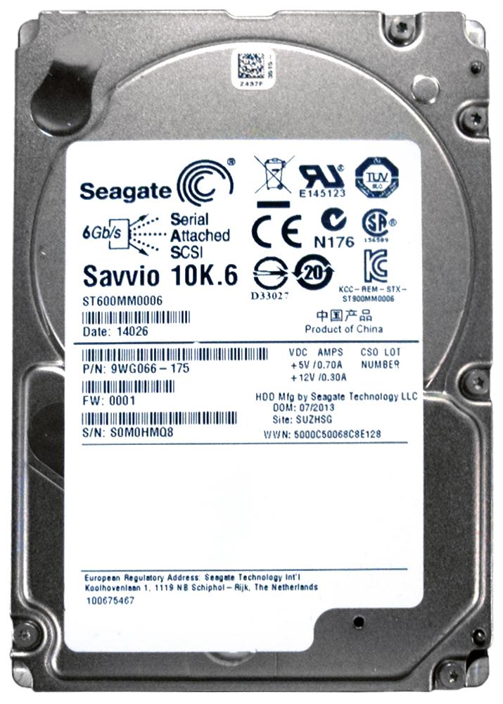 9WG066-175 Seagate Savvio 10K.6 600GB 10000RPM SAS 6Gbps 64MB Cache 2.5-inch Internal Hard Drive