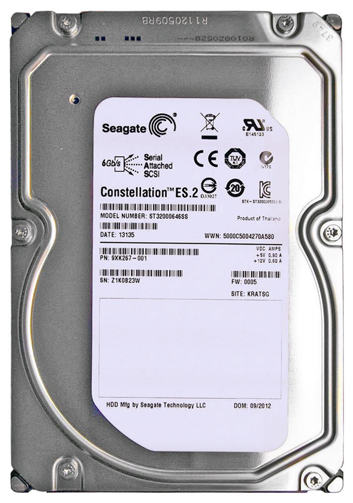 9XK267-001 Seagate Constellation ES.2 2TB 7200RPM SAS 6Gbps 64MB Cache 3.5-inch Internal Hard Drive