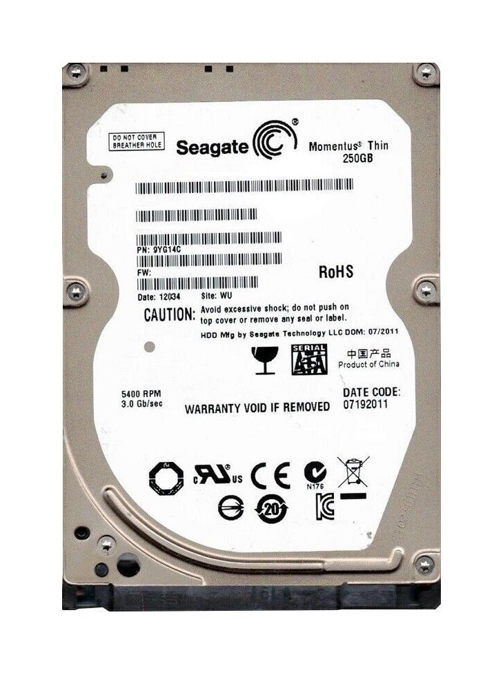 9YG14C-021 Seagate Momentus Thin 250GB 5400RPM SATA 3Gbps 16MB Cache 2.5-inch Internal Hard Drive
