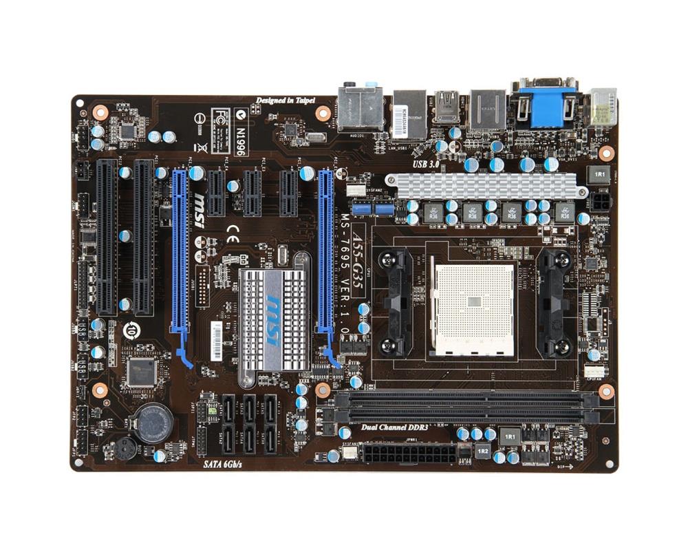 A55-G35 MSI Socket FM1 AMD A55 Chipset AMD Llano APU Processors Support DDR3 2x DIMM 6x SATA 6.0Gb/s ATX Motherboard (Refurbished)