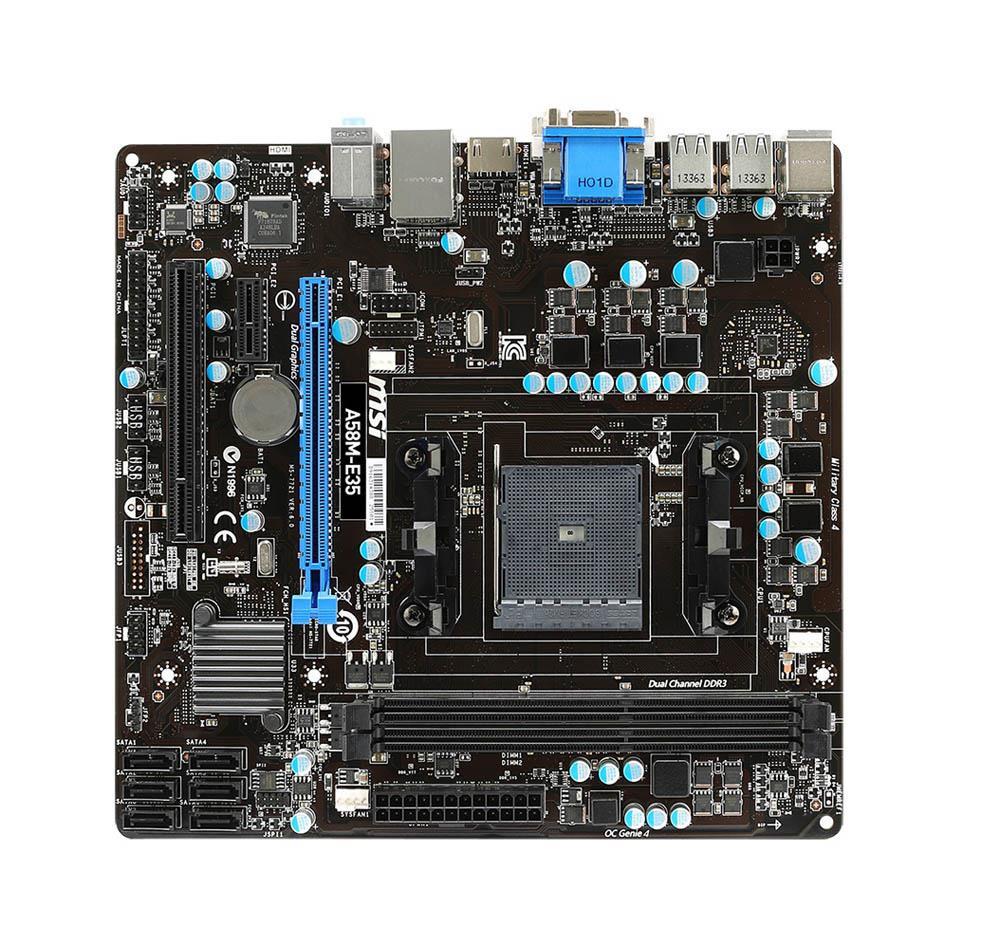 A58M-E35 MSI Socket FM2+ Chipset A58 DDR3 SATA 3GBps PCIe 3.0 x16 USB 2.0 micro-ATX System Board (Refurbished)