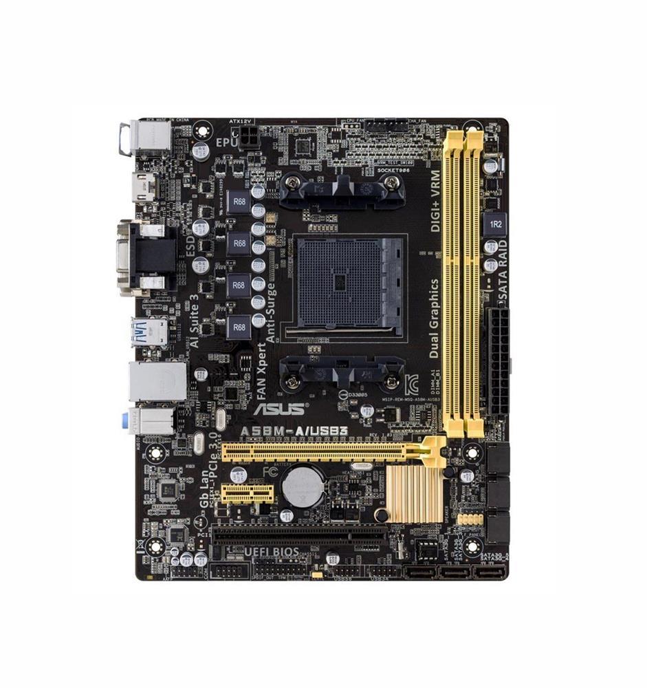 A58MAUSB3 ASUS A58M-A/USB3 Athlon/A-Series Processor Support AMD A58 FCH (Bolton D2) Chipset Socket FM2+ micro-ATX Motherboard (Refurbished)
