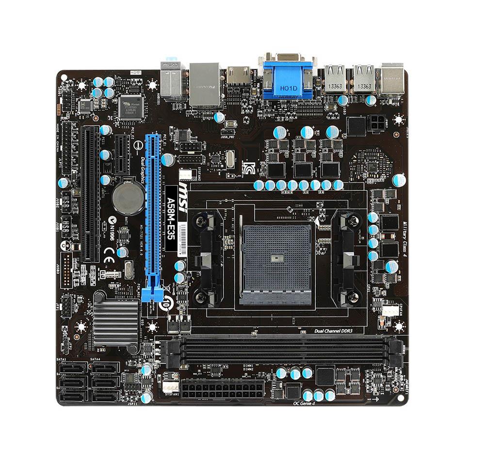 A58ME35 MSI Socket FM2+ Chipset A58 DDR3 SATA 3GBps PCIe 3.0 x16 USB 2.0 micro-ATX System Board (Refurbished)