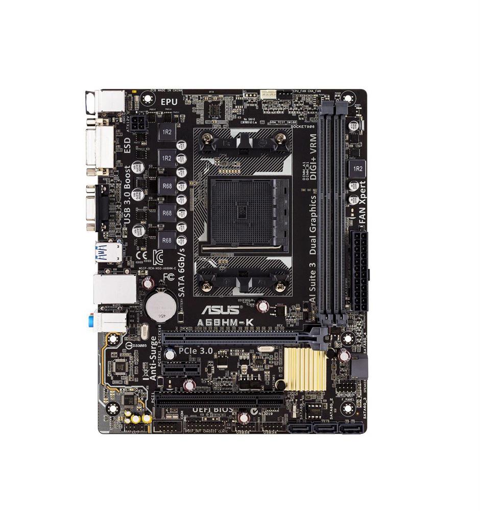 A68HM-K-A1 ASUS A68HM-K Athlon/A-Series Processor Support AMD A68H FCH (Bolton D2H) Chipset Socket FM2+ micro-ATX Motherboard (Refurbished)