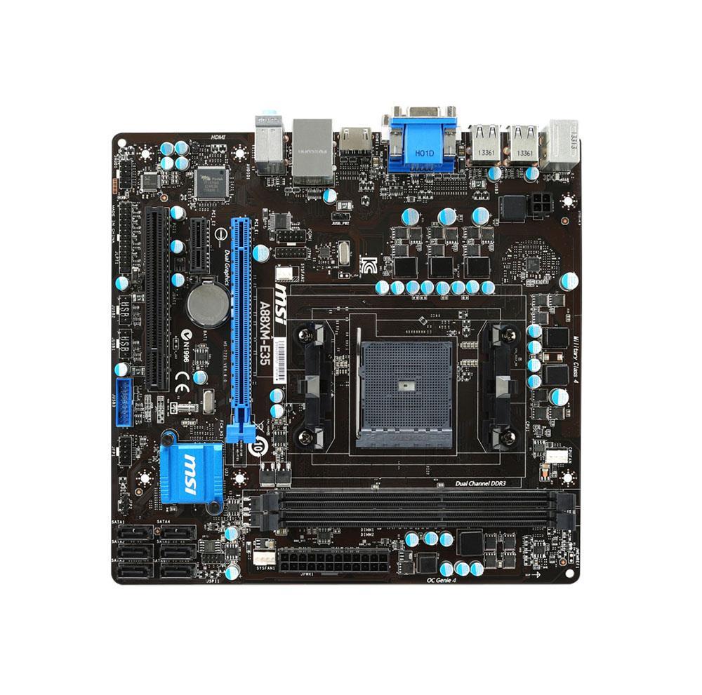 A88XME35 MSI A88XM-E35 Socket FM2+/FM2 AMD A88X Chipset AMD Athlon/ A-Series Processors Support DDR3 2x DIMM 6x SATA 6.0Gb/s Micro-ATX Motherboard (Refurbished)