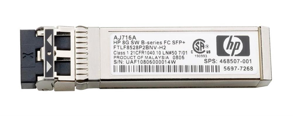 AJ716AA HP B-Series 8Gbps Short Wave Fibre Channel Multi-mode Fiber 300m 850nm Duplex LC Connector SFP+ Transceiver Module
