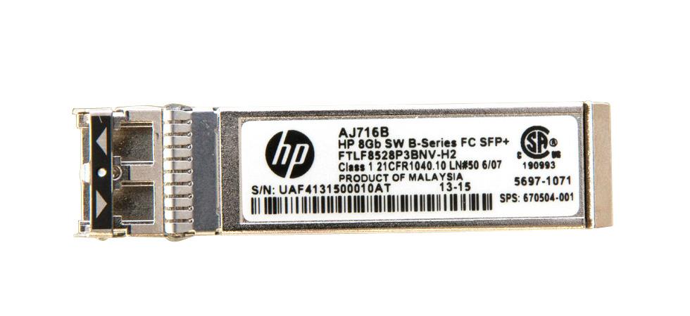 AJ716BLA HP B-Series 8Gbps Multi-Mode Fiber Short Wave Fibre Channel 150m 850nm Duplex LC Connector SFP+ Transceiver Module