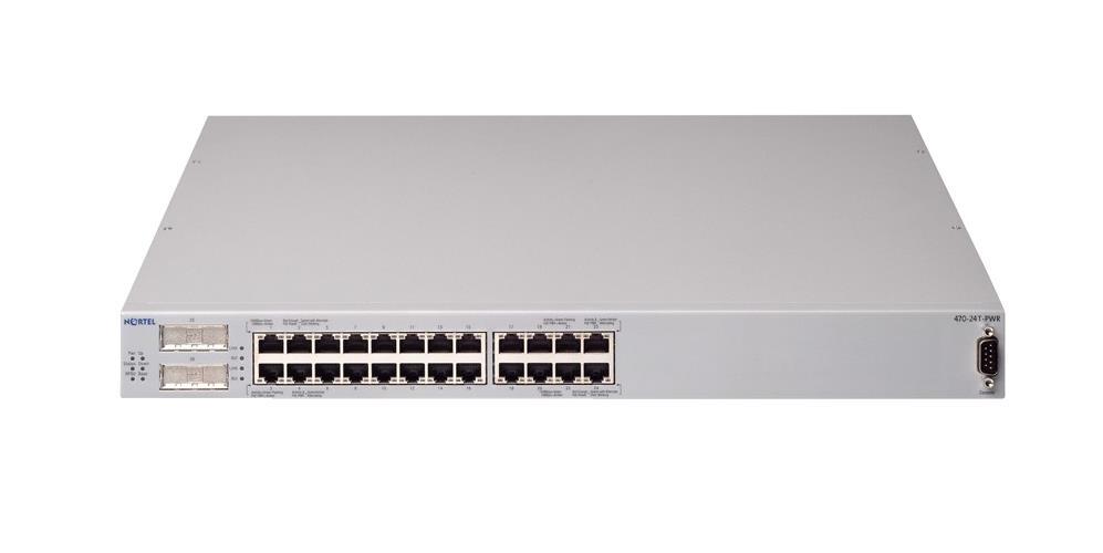 AL2012A53-E5 Nortel Ethernet Switch 470-24T-PWR 24 Ports EN Fast EN 10Base-T 100Base-TX + 2 x GBIC (empty) 1U Stackable (Refurbished)