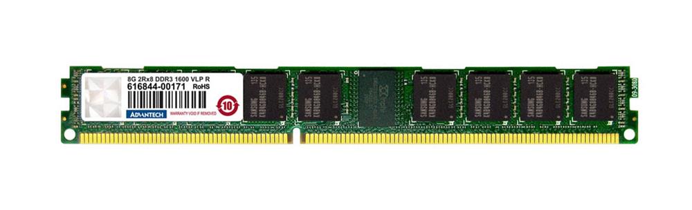 AQD-D38GRV16-SG Advantech 8GB PC3-12800 DDR3-1600MHz CL11 ECC Registered 240-Pin DIMM Very Low Profile (VLP) Memory Module