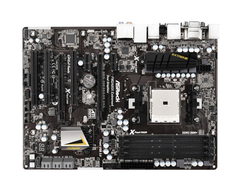 ASR-FM2A85X-EXTREME4 ASRock Socket FM2 AMD A85X Chipset FM2 100W Processors Support DDR3 4x DIMM 7x SATA3 6.0Gb/s ATX Motherboard (Refurbished)