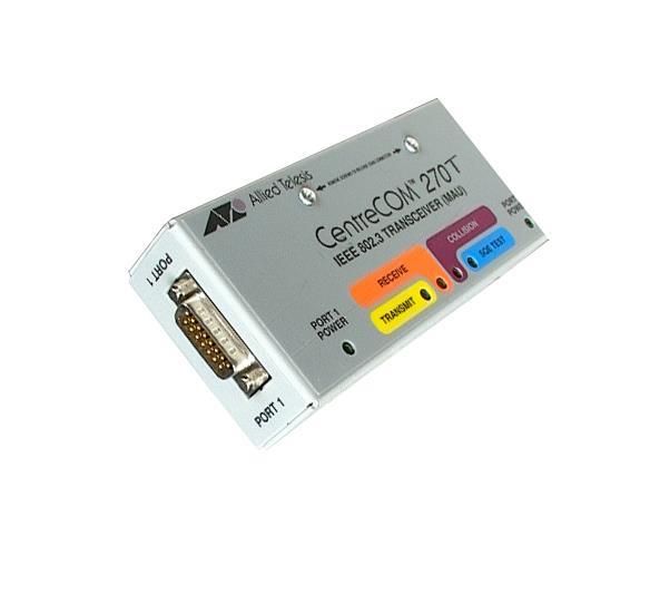 AT-270T Allied Telesis Centrecom IEEE 802.3 2-Ports 10Mbps 10Base-T RJ45 AUI Transceiver Module