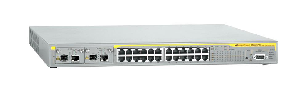 AT-8624POE-V2-50 Allied Telesis Layer 3 Switch with 24-Ports 10/ 100Base-TX Ports plus 2 10/100/1000T / SFP Uplinks with PoE (Refurbished)