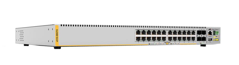 AT-X510-28GTX-10 Allied Telesis 24-Ports 10/100/1000Base-T Stackable Gigabit Edge Switch with 4x SFP+ Ports (Refurbished)