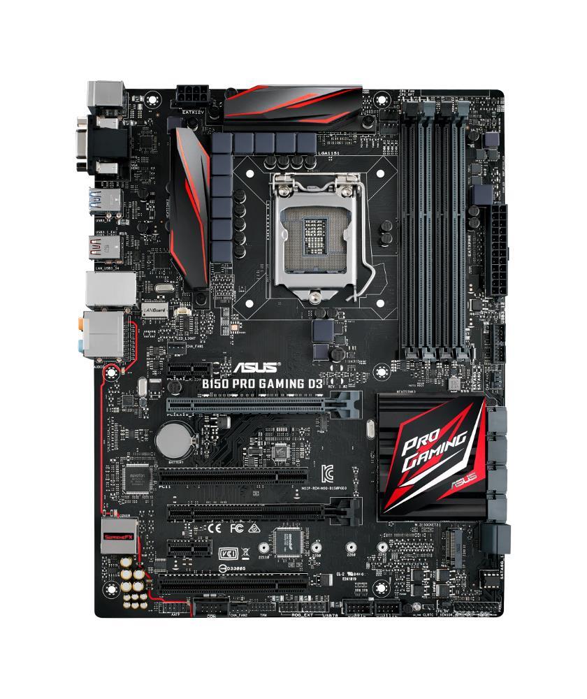 B150PROGAMINGD3 ASUS B150 PRO GAMING D3 Socket LGA 1151 Intel B150 Chipset 6th Generation Core i7 / i5 / i3 / Pentium / Celeron Processors Support DDR3 4x DIMM 6x SATA 6.0Gb/s ATX Motherboard (Refurbished)