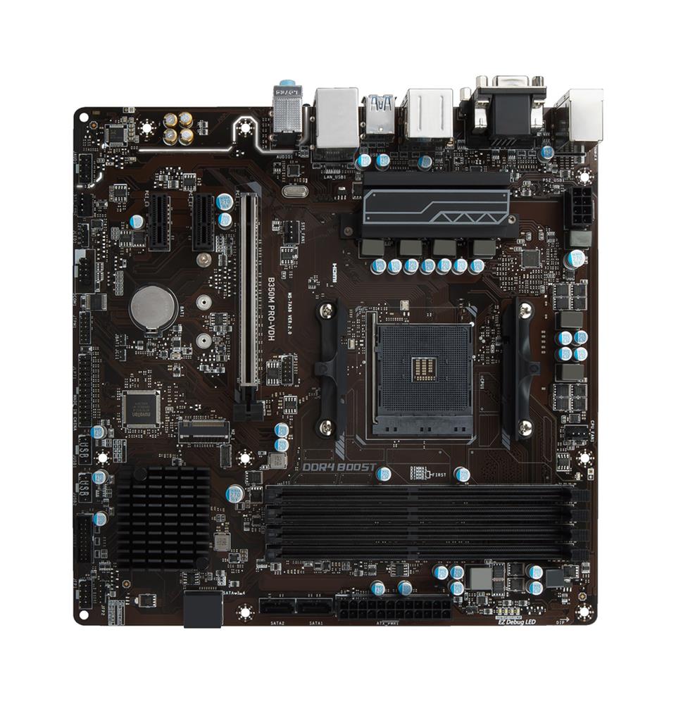 B350M PRO-VDH MSI Socket AM4 AMD B350 Chipset Ryzen/ 7th Generation A-Series/ Athlon Processors Support DDR4 4x DIMM 4x SATA 6.0Gb/s Micro-ATX Motherboard (Refurbished)
