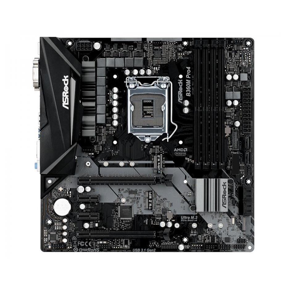 B360M Pro4 ASRock Socket LGA 1151 Intel B360 Chipset 8th Generation Core Processors Support DDR4 4x DIMM 6x SATA3 6.0Gb/s Micro-ATX Motherboard (Refurbished)