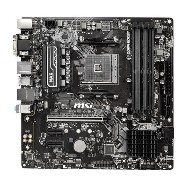 B450PROVDH MSI B450M PRO-VDH Socket AM4 AMD B450 Chipset AMD Ryzen Processors Support DDR4 4x DIMM 4x SATA 6.0Gb/s Micro-ATX Motherboard (Refurbished)
