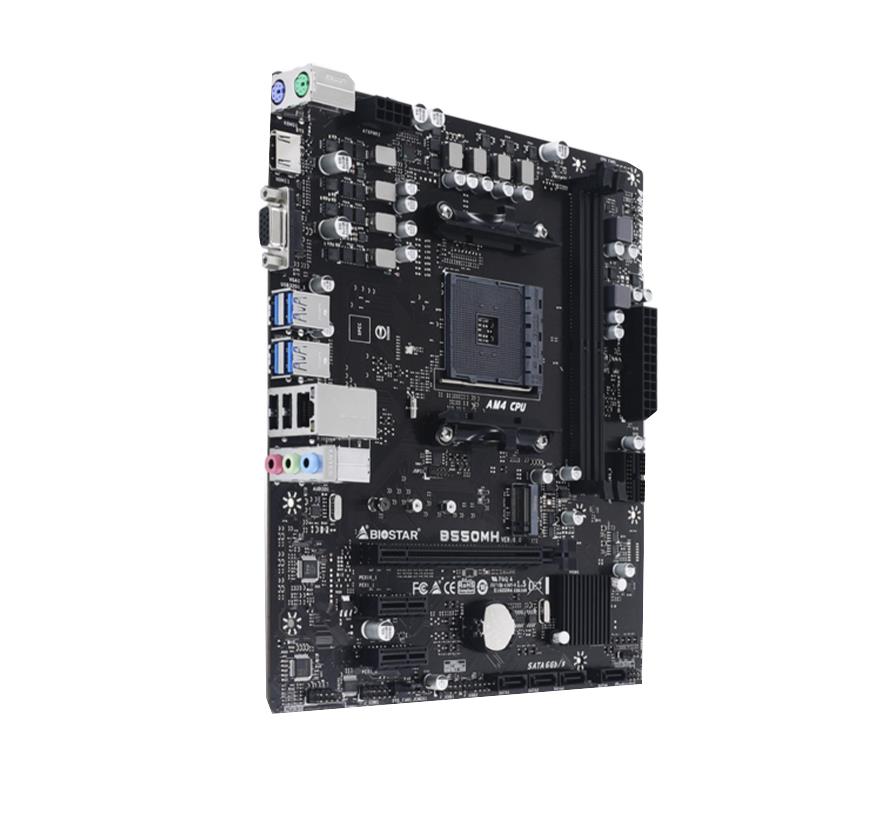 B550M-SILVER Ver. 5.x Biostar Socket AM4 AMD B550 Chipset AMD Ryzen Processors Support DDR4 4x DIMM 6x SATA3 6.0Gb/s Micro-ATX Motherboard (Refurbished)