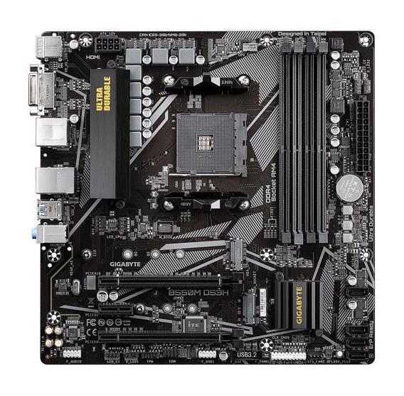 B550M DS3H Gigabyte Socket AM4 AMD B550 Chipset AMD Ryzen 5000 Series/ Ryzen 5000 G-Series/ Ryzen 4000 G-Series And Ryzen 3000 Series Processors Support DDR4 4x DIMM 4x SATA 6.0Gb/s Micro-ATX Motherboard (Refurbished)