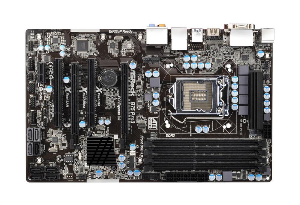 B75-PRO3 ASRock B75 Pro3 Socket LGA 1155 Intel B75 Chipset 3rd/2nd Generation Core i7 / i5 / i3 / Pentium / Celeron / Xeon Processors Support DDR3 4x DIMM 1x SATA3 6.0Gb/s ATX Motherboard (Refurbished)