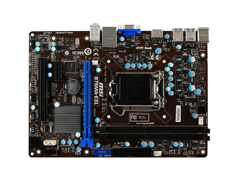B75MA-E31 MSI LGA1155 Intel B75 DDR3 SATA3&USB3.0 A&GBe Motherboard (Refurbished)