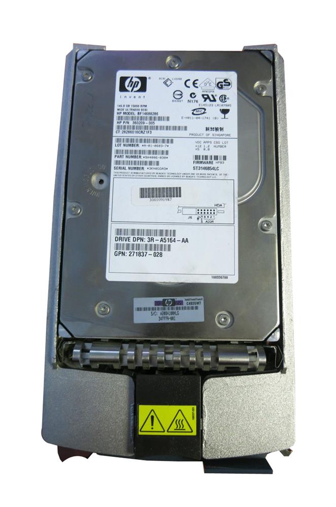 BF14688286 HP 146.8GB 15000RPM Ultra-320 SCSI 80-Pin LVD Hot Swap 3.5-inch Internal Hard Drive with Tray