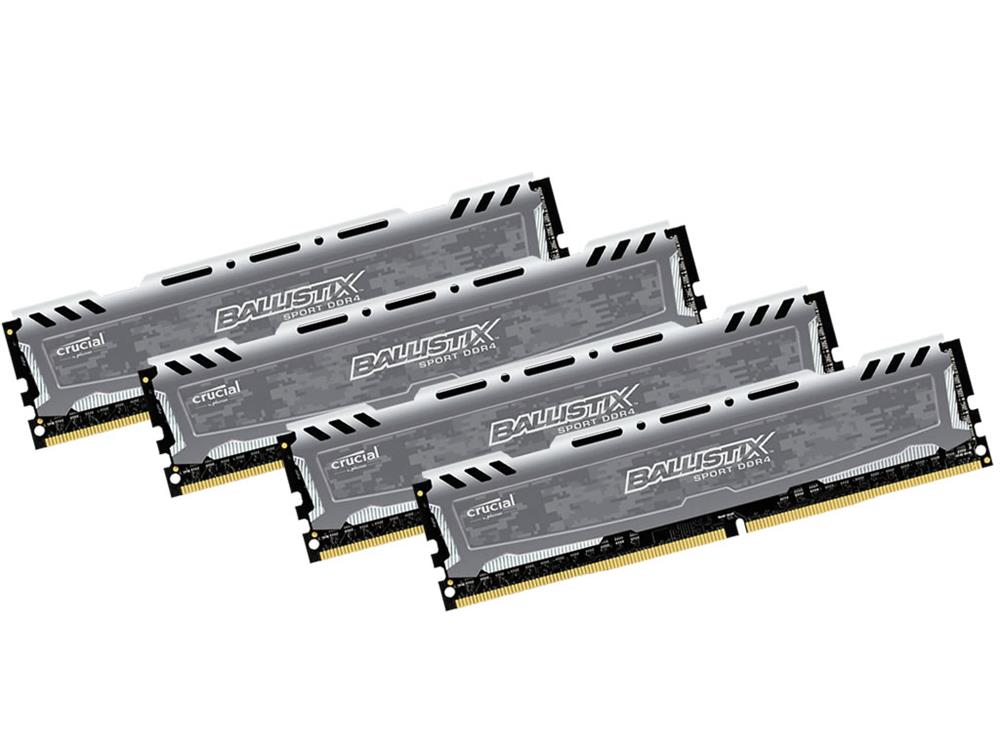BLS4K8G4D240FSB Crucial Ballistix Sport 32GB Kit (4 X 8GB) PC4-19200 DDR4-2400MHz non-ECC Unbuffered CL16-16-16 288-Pin DIMM 1.2V Memory