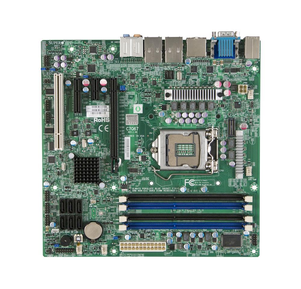 C7Q67-O SuperMicro C7Q67 Socket LGA 1155 Intel Q67 Express Chipset 2nd Generation Core i7 / i5 / i3 / Pentium / Celeron Processors Support DDR3 4x DIMM 2x SATA3 6.0Gb/s Micro-ATX Motherboard (Refurbished)