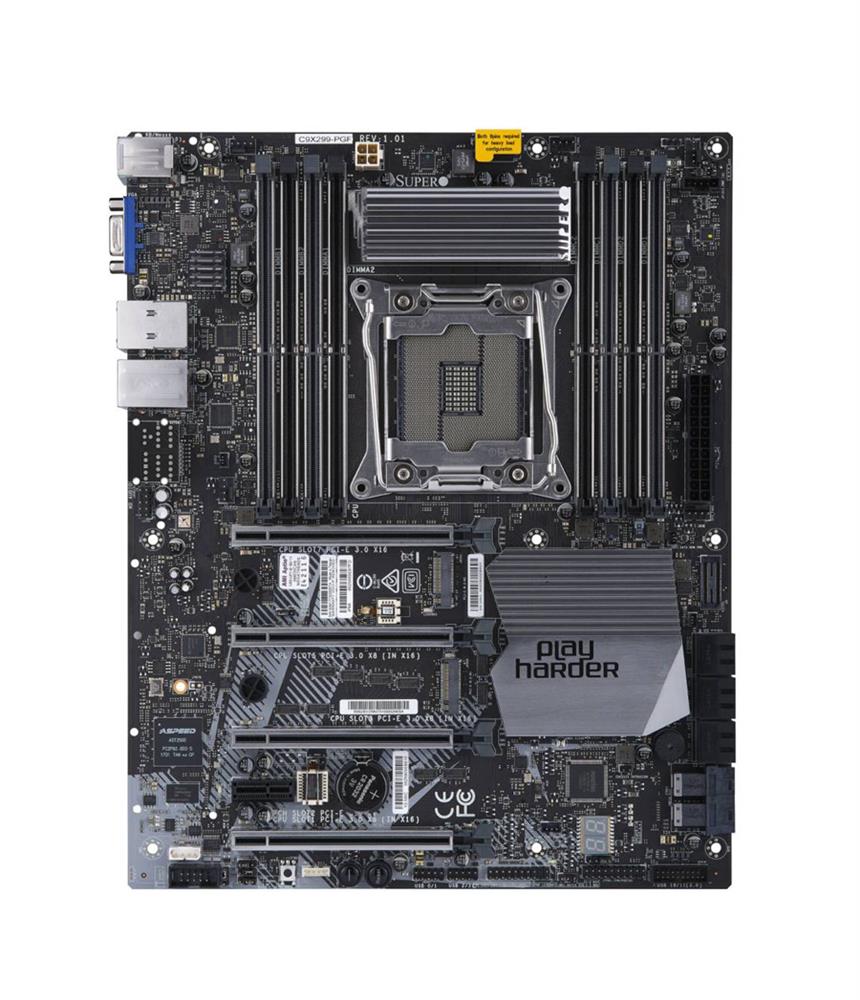 C9X299-PGF SuperMicro Socket LGA 2066 Intel X299 Chipset Core i5 X-Series/ i7 X-Series/ i9 X-Series/ i9 Extreme X-Series Processors Support DDR4 8x DIMM 6x SATA3 6.0Gb/s ATX Motherboard (Refurbished)