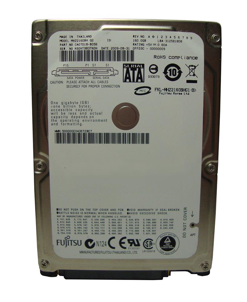 CA07018-B056 Fujitsu Mobile 160GB 5400RPM SATA 3Gbps 8MB Cache 2.5-inch Internal Hard Drive