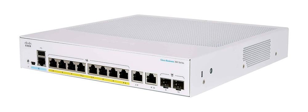 CBS350-8T-E-2G-IN Cisco Business 350 Series CBS350-8T-E-2G 8 x Ports 10/100/1000Base-T + 2 x Combo SFP Ports Layer 3 Managed Rack-mountable Gigabit Ethernet Network Switch (Refurbished)