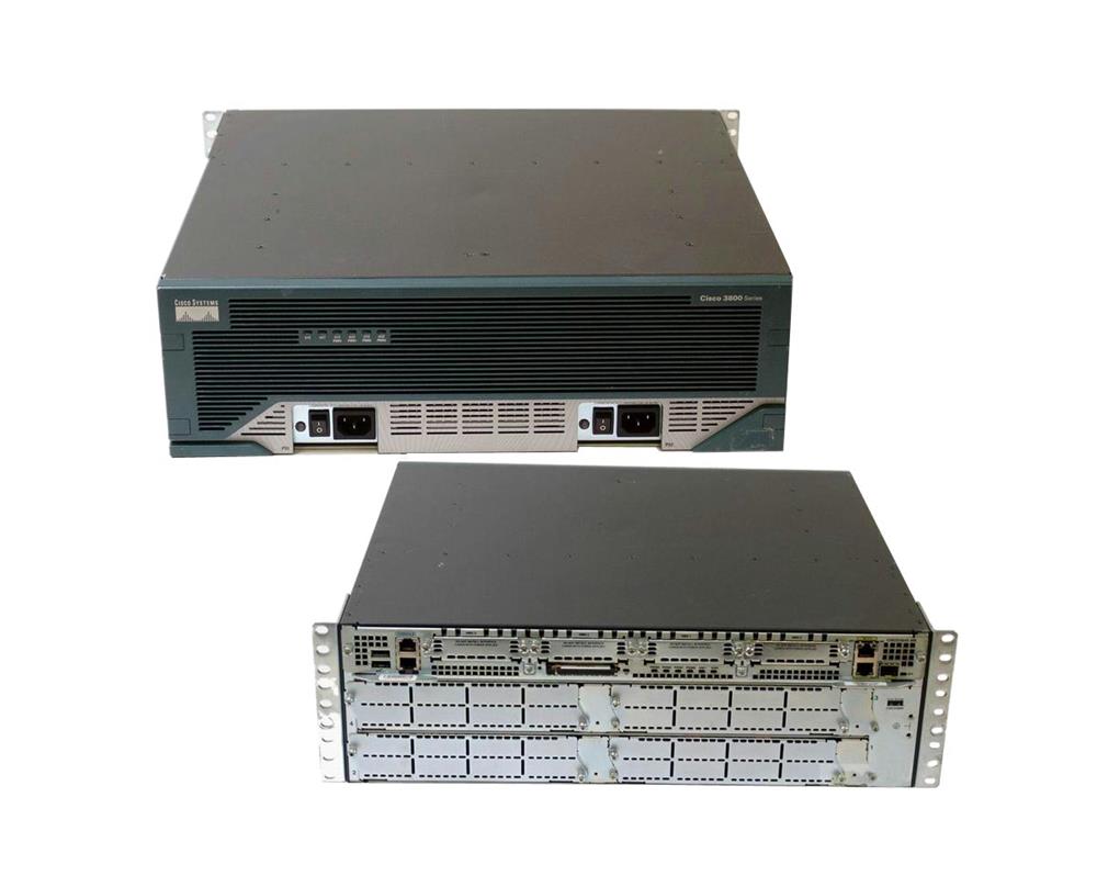 CISCO3845 Cisco 3845 Integrated Services Router AC Power 2 Gigabit Ethernet 1SFP-4NME 4HWIC 2AIM (Refurbished)