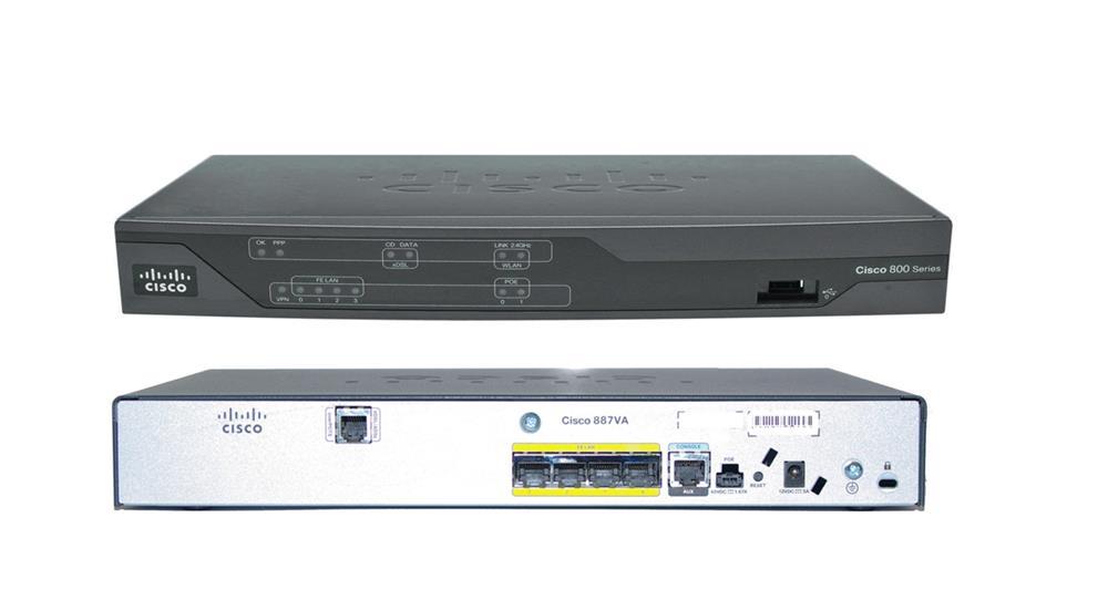 CISCO887VA-K9 Cisco 887VA Integrated Services Router 5 Ports SlotsADSL Desktop (Refurbished)