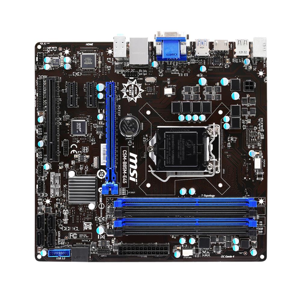 CSMB85ME45 MSI Csm-b85m-e45 Core i3/i5/i7 LGA1150 B85 32GB DDR3 SATA PCi Express USB DVI/HDMI/microATX Motherboard (Refurbished)