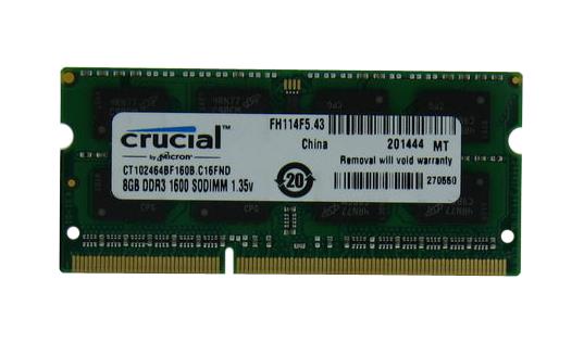 CT102464BF160B-C16FND Crucial 16GB Kit (2 X 8GB) PC3-12800 DDR3-1600MHz non-ECC Unbuffered CL11 204-Pin SoDimm 1.35V Low Voltage Memory