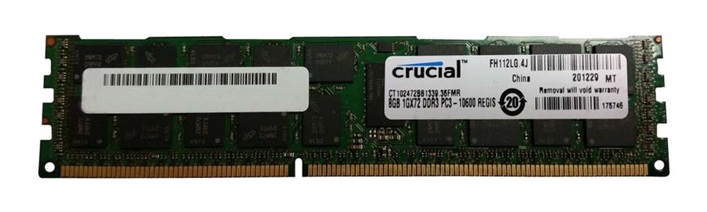 CT102472BB1339.36FMR Crucial 8GB PC3-10600 DDR3-1333MHz ECC Registered CL9 240-Pin DIMM Dual Rank Memory Module