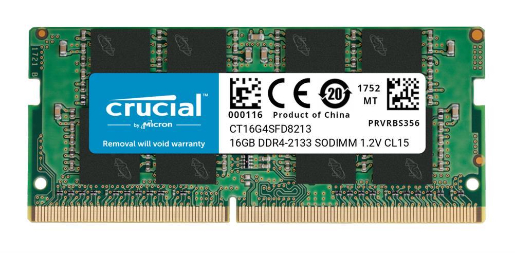 CT16G4SFD8213.16FA Crucial 16GB PC4-17000 DDR4-2133MHz non-ECC Unbuffered CL15 260-Pin SoDimm 1.2V Dual Rank Memory Module