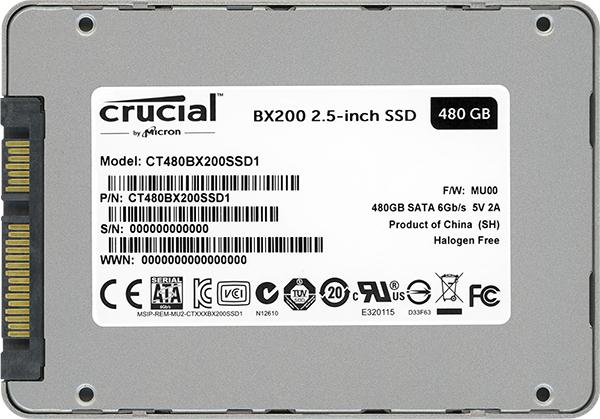 CT480BX200SSD1 Crucial BX200 Series 480GB TLC SATA 6Gbps 2.5-inch Internal Solid State Drive (SSD)
