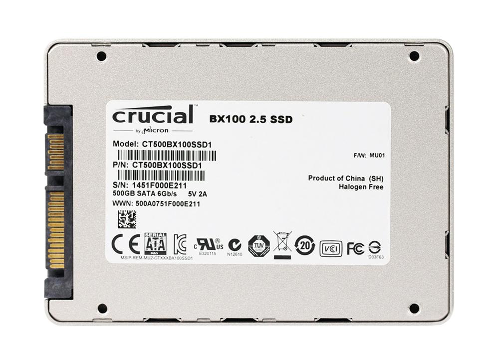CT500BX100SSD1 Crucial BX100 Series 500GB MLC SATA 6Gbps 2.5-inch Internal Solid State Drive (SSD)