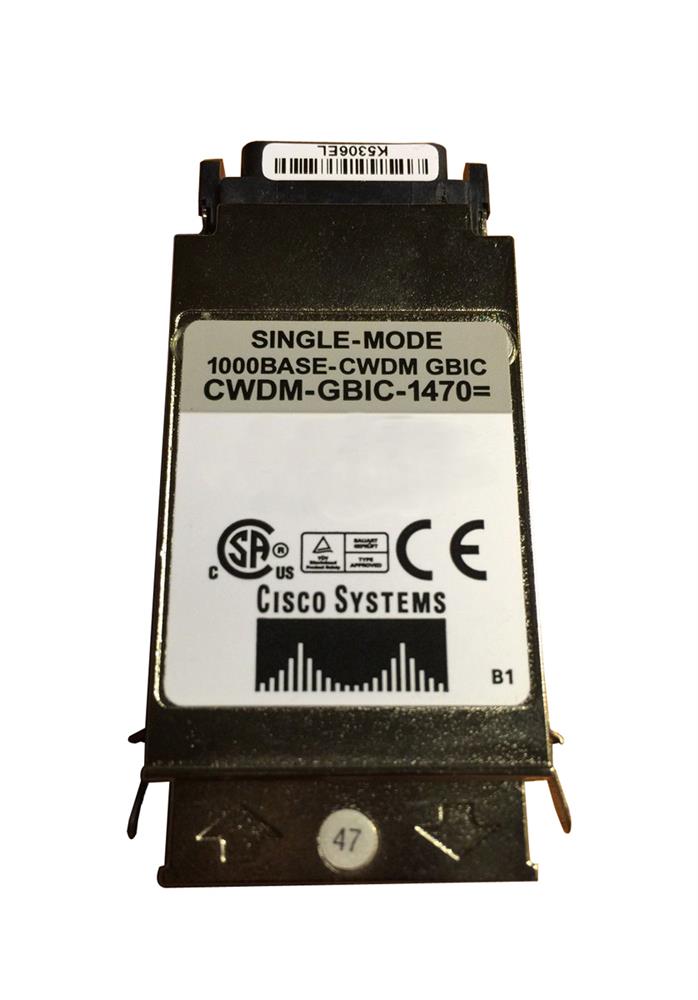 CWDM-GBIC-1470 Cisco 1Gbps 1000Base-ZX CWDM Single-mode Fiber 80km 1470nm Duplex SC Connector GBIC Transceiver Module (Refurbished)
