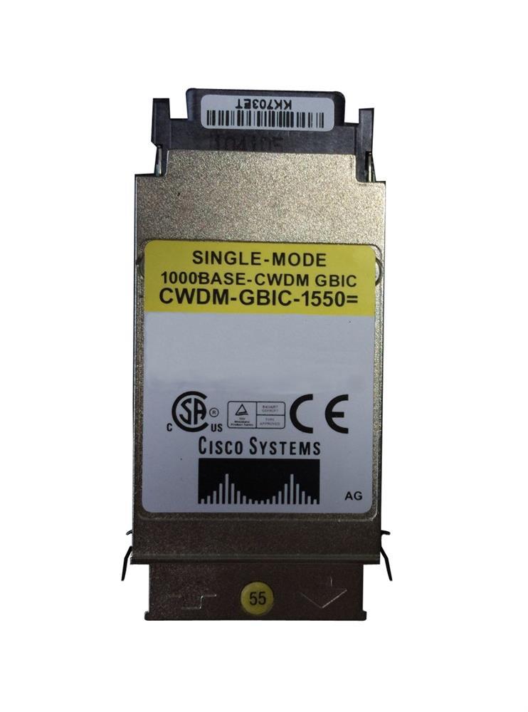CWDM-GBIC-1550/NS Cisco 1Gbps 1000Base-ZX CWDM Single-mode Fiber 80km 1550nm Duplex SC Connector GBIC Transceiver Module