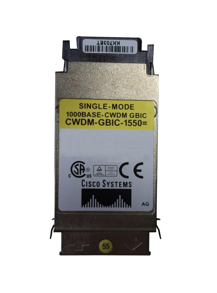 CWDM-GBIC-1550 Cisco 1Gbps 1000Base-ZX CWDM Single-mode Fiber 80km 1550nm Duplex SC Connector GBIC Transceiver Module (Refurbished)