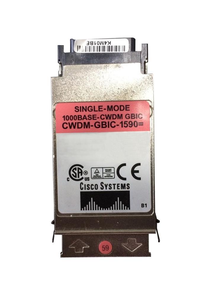 CWDM-GBIC-1590 Cisco 1Gbps 1000Base-ZX CWDM Single-mode Fiber 80km 1590nm Duplex SC Connector GBIC Transceiver Module (Refurbished)