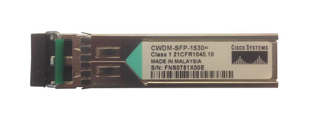 CWDM-SFP-1530=21 Cisco 1Gbps 1000Base-CWDM Fibre Channel Single-mode Fiber 80km 1530nm Duplex LC Connector SFP Transceiver Module (Refurbished)