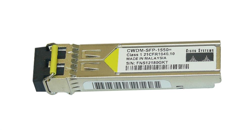 CWDM-SFP-1550 Cisco 1Gbps 1000Base-CWDM Fibre Channel Single-mode Fiber 80km 1550nm Duplex LC Connector SFP Transceiver Module (Refurbished)