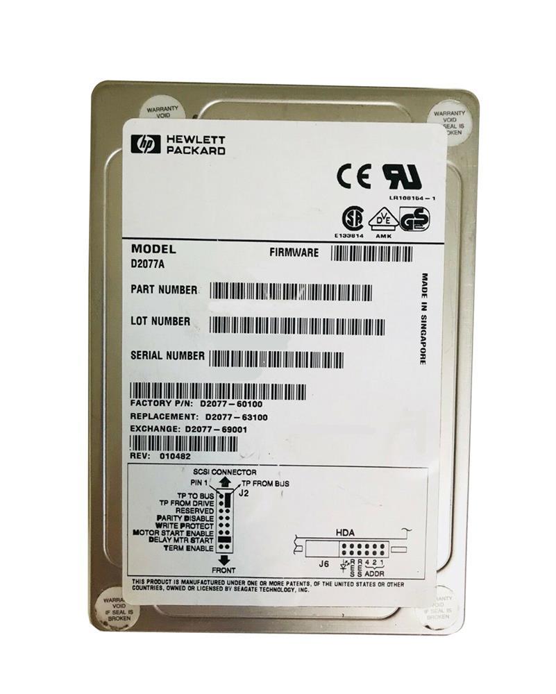 D2077-69001 HP 2GB 5400RPM Fast SCSI 50-Pin 3.5-inch Internal Hard Drive