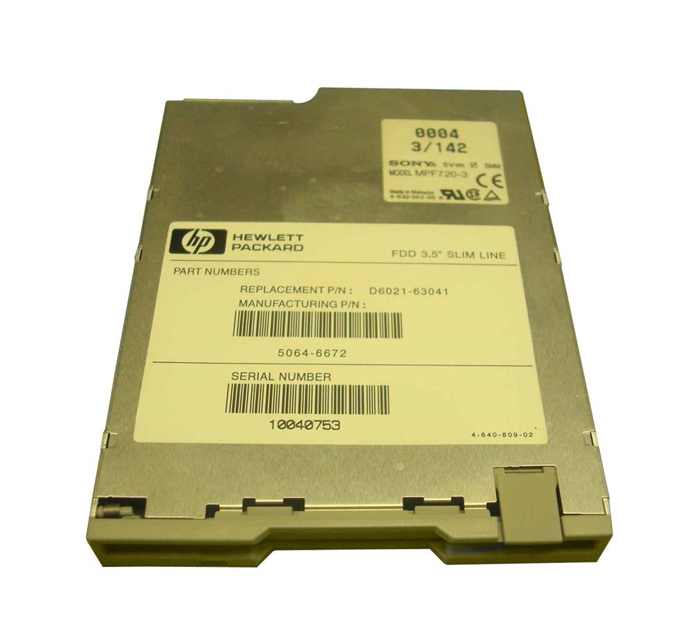D6021-63041 HP 1.44MB Floppy Drive With Bezel 3.5 Inch 1/3 Height